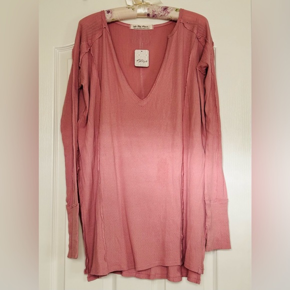 FREE PEOPLE Rose Waffle Knit Oversized Long Sleeve Thermal Top - Picture 3 of 9